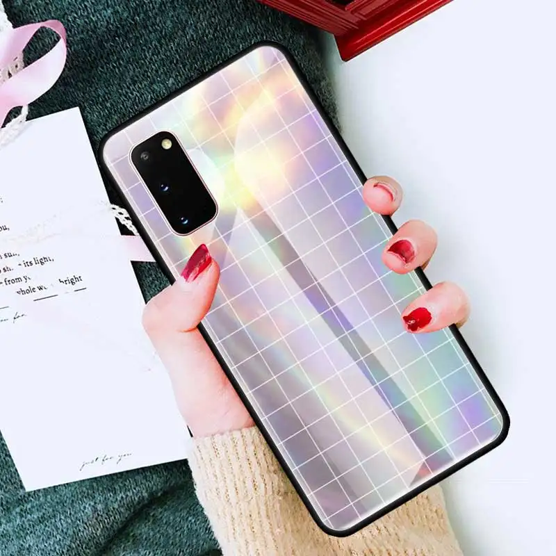 

Gradient rainbow lase Glass Phone Case for Samsung Galaxy S20 FE S10 Plus S10E S9 S8 for Note 8 9 10 Lite 20 Cover Back Coque
