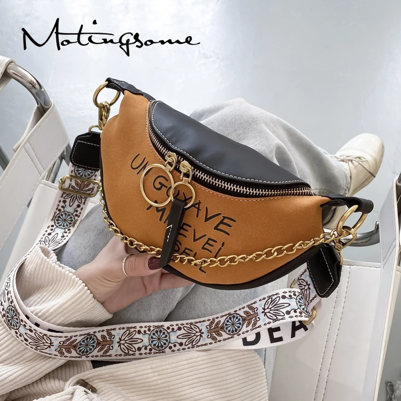 

Fashion Women Chest Bag Faux Suede and PU Leather Fanny Pack Wide Shoulder Bags Luxury Designer Fanny Pack Hand Bag 2020 Trend