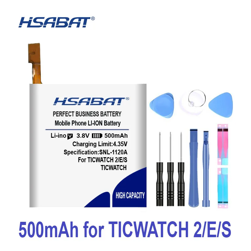 Аккумулятор HSABAT 500mAh для TICWATCH 2 2nd Gen для TICWATCH E для TICWATCH S