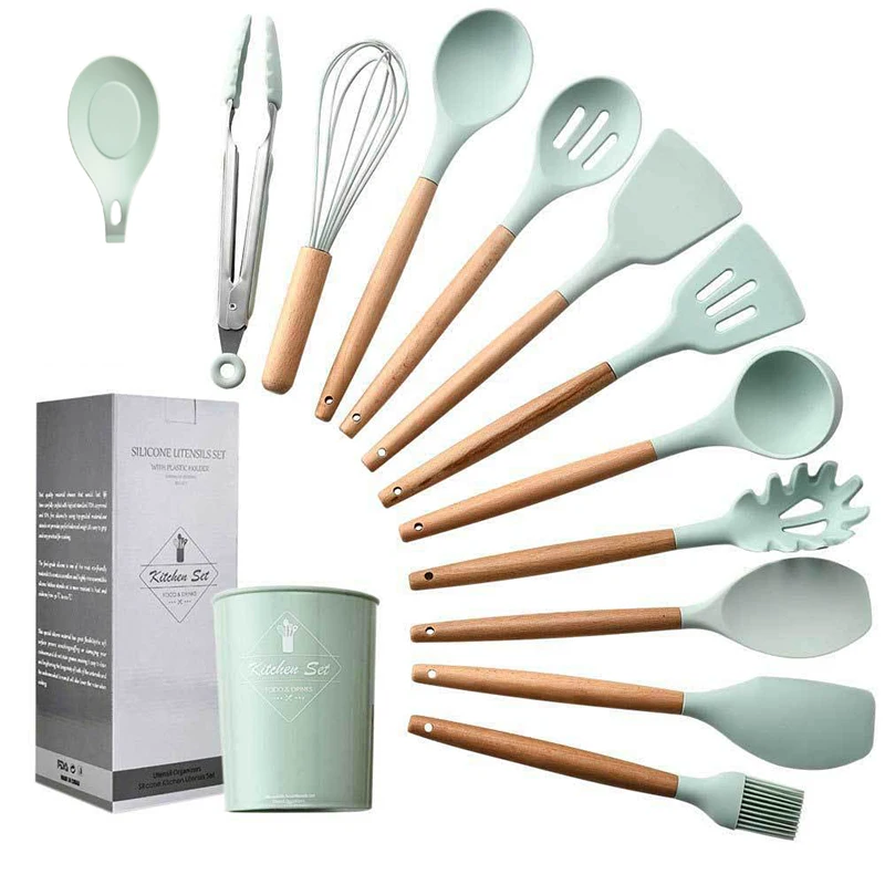 Кухонная утварь антипригарный лопата с деревянной ручкой силиконовый набор