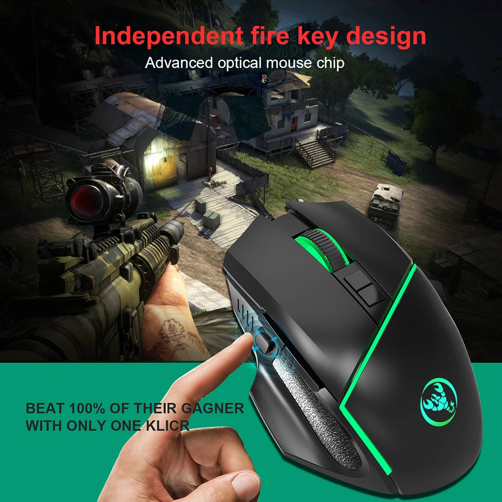 

USB Wired 6400DPI Adjustable Mouse Gamer for Desktop Laptop Computer Notebook