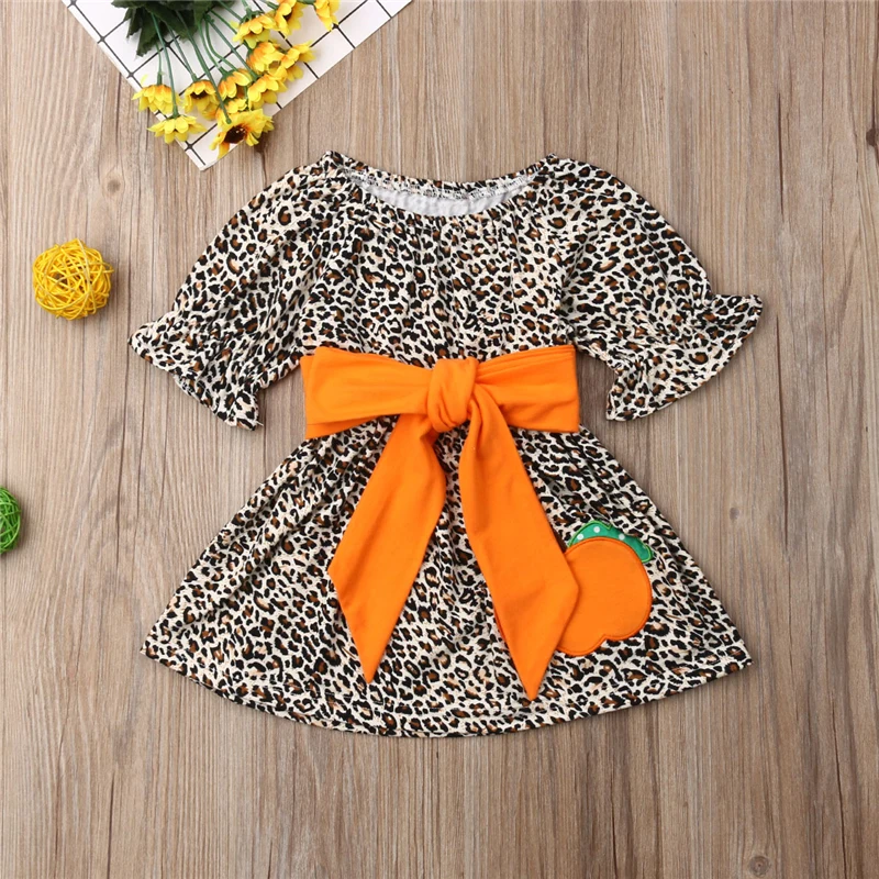 2019 милое летнее платье с леопардовым принтом для маленьких девочек праздничное
