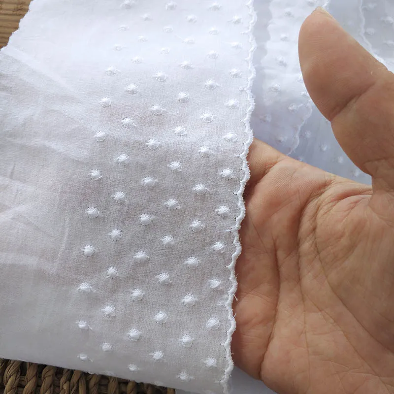 Однометровая белая хлопковая кружевная лента с цветочной вышивкой для рукоделия