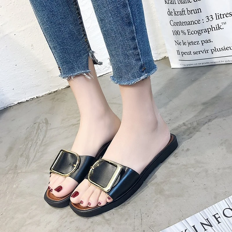 

2020 New Women Flats Slippers Ladies Fashion Casual Sandals Women Classics Slides Summer Outside Flat With Shoes Size Smaller