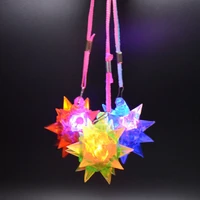 10pcs led flash spiky ball crystal star necklace toy light pendant party favor bag filler navidad christmas 2022 new year gift