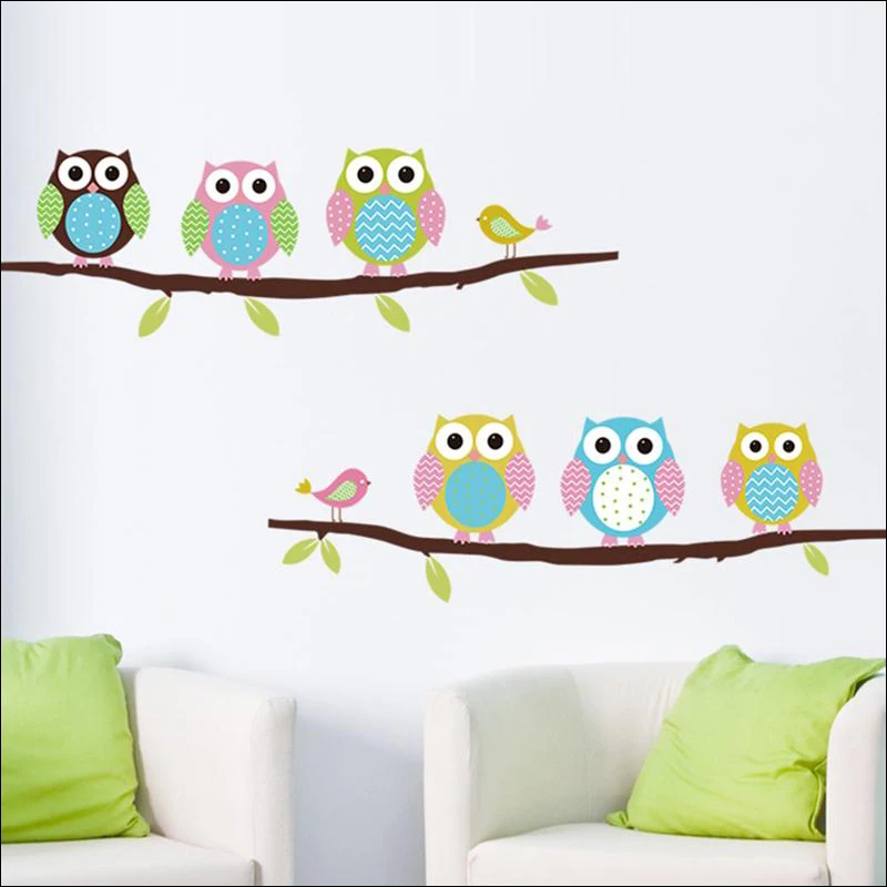 

Cartoon Owlet Decorative Wall Stickers For Kids Nursery Rooms Decorations Home Animals Owl PVC Decor Mural Wall DIY Art Decals