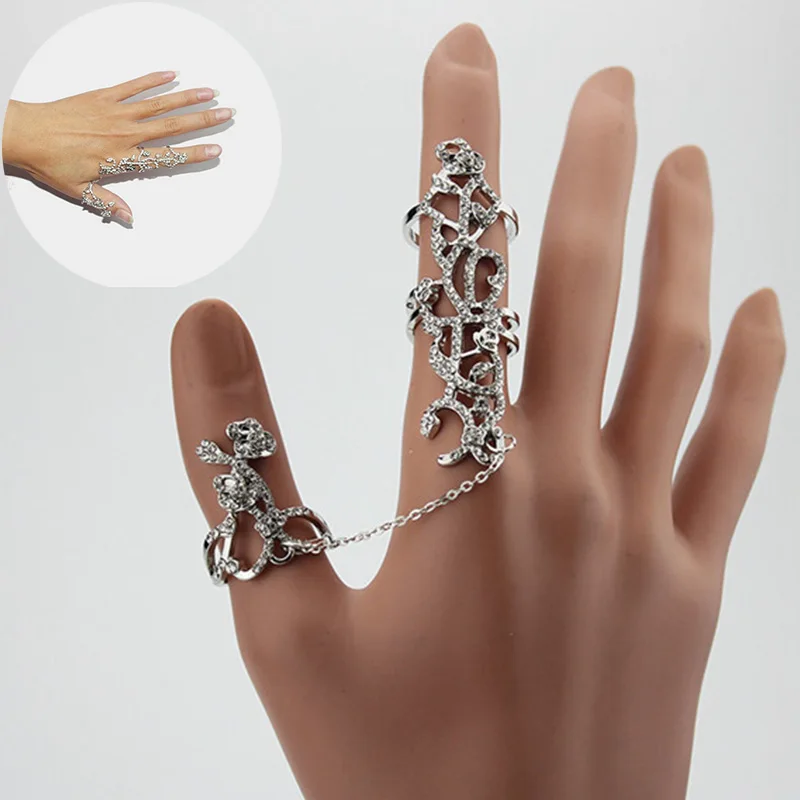 

Popular Ring Women's Crystal Double Finger Multiple Stack Jewellery Thumb Gift