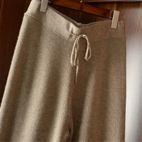 drawstring wide leg warm thick knit pants autumn winter loose casual straight pants korean harajuku elastic high waist trousers