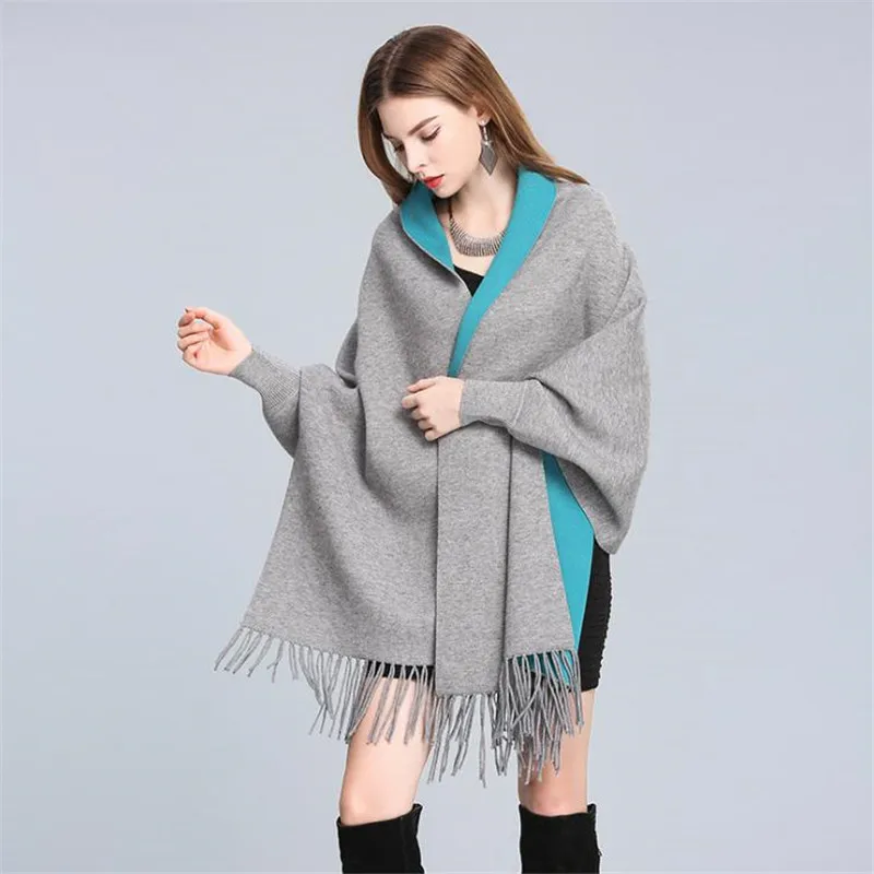 Bufanda длинные зимние шарфы шаль толстый теплый женский шарф накидка с рукавами