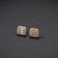2022 new styles mirco pave bling bling iced out cubic zircon prong setting brass earrings fashion hip hop jewelry be036