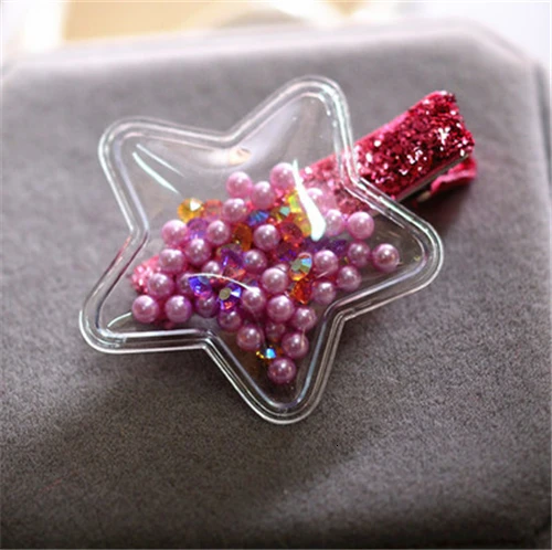 

Lovely Girls Hair Clips New Transparent PU with Star of Colorful Sequins Beads for Children Hairpins Headwear Hair Accessories