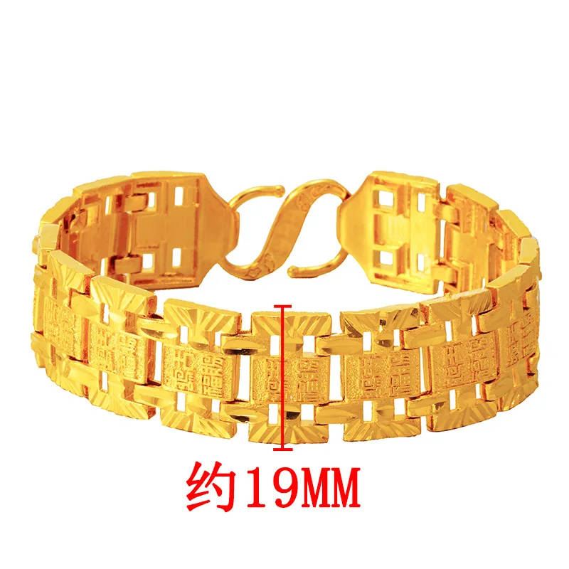 

New Fashion Width 19mm Gold Color Men Bracelets Dubai Arab African Bracelet for Wedding