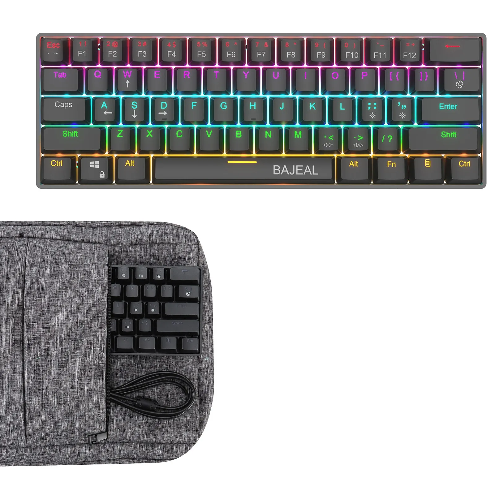 

61-key Green Axis Wired Type-c Cable Separation Plate Mini Mechanical Keyboard For Gamer Pc Computer Laptop Accessories