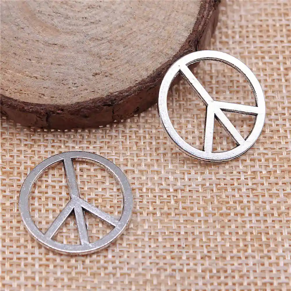 

Earring Charms For Jewelry Making 20pcs Peace Charms 22x22mm Antique Silver Plated