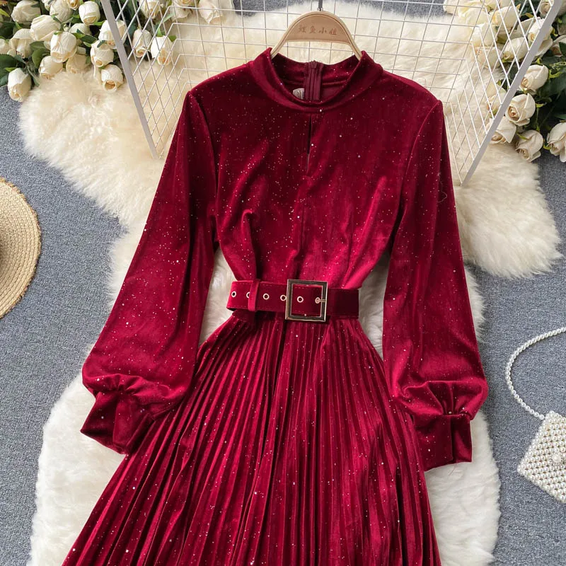 Женское плиссированное платье средней длины элегантное платье-трапеция во