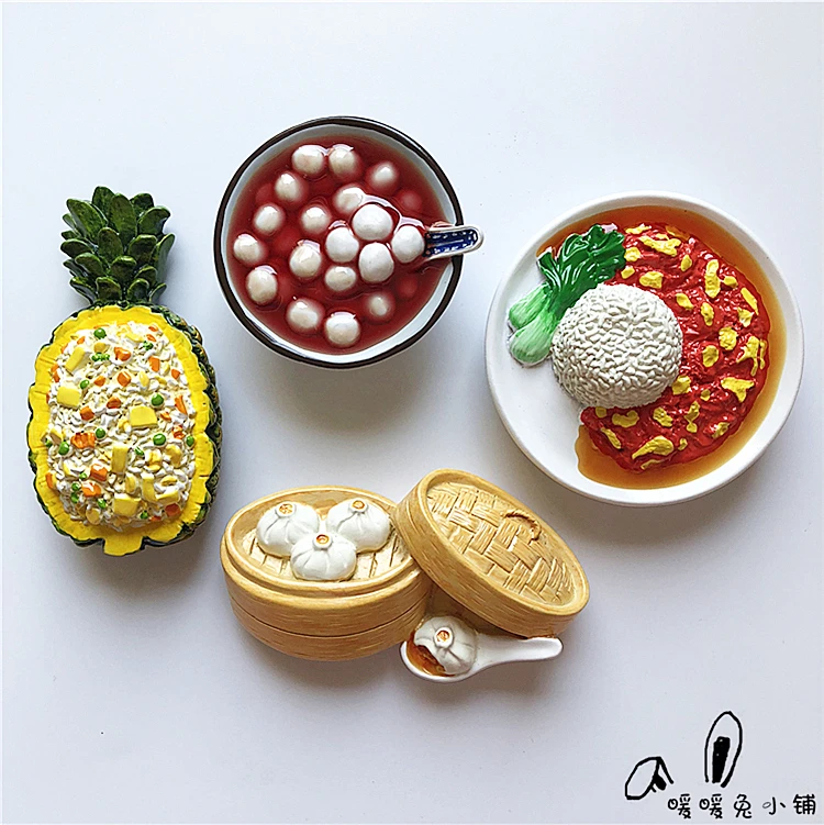 Магнит на холодильник Tangyuan Xiaolongbao ананас рис томатное яйцо смола|Магниты