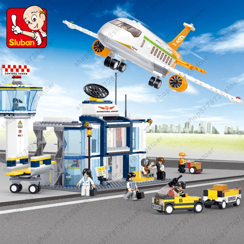 

SLuban Minifigures Gift For Kids DIY Internationa Airplane Model Building Block Educational Toy Children's Assembled Toy fof Boy