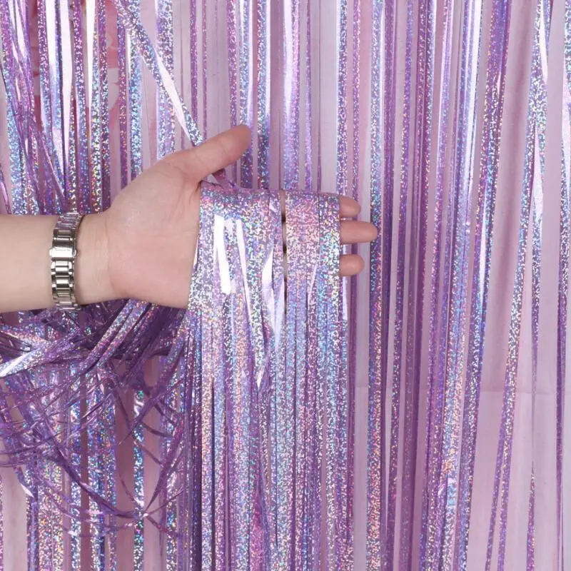 

5pcs/lot Multi-standard Laser Rain Curtain Stage Background Birthday Party Background Wall Decoration Rain Ribbon Curtain