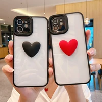 cute love heart couple square transparent camera phone case iphone 12 11 pro xs max x xr 7 8 plus mini se 2020 clear back cover