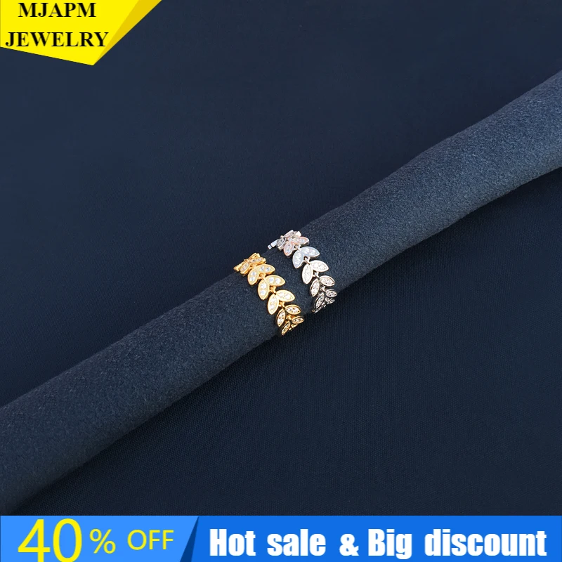 

S925 Sterling Silver New Zircon Golden Leaf Ladies Luxury Ring Monaco Luxury Jewelry Valentine's Day Gift High Quality 1:1