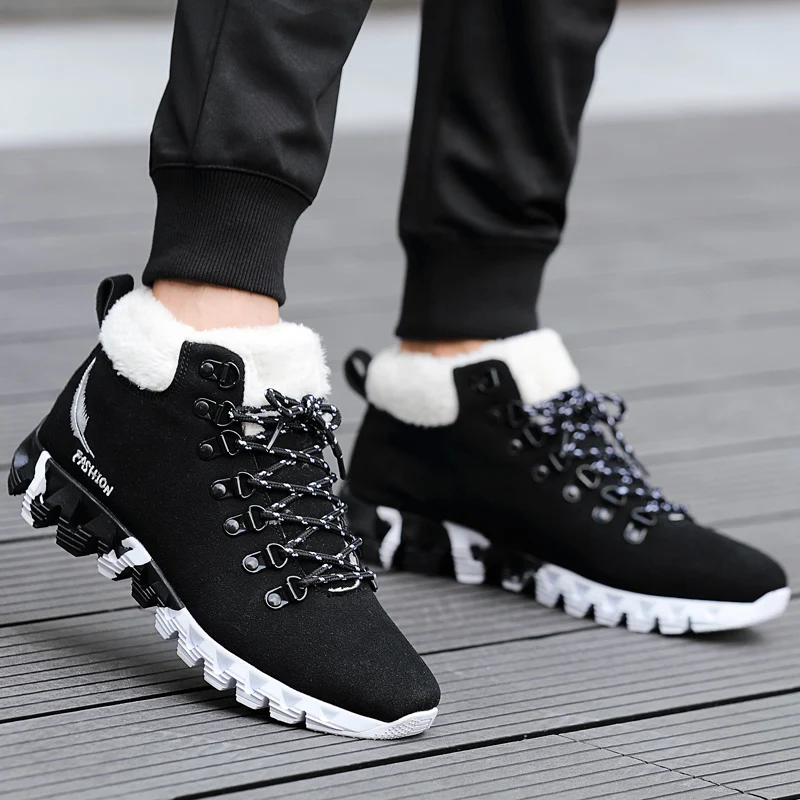 Brand Men Winter Boots Cow Suede Warm Snow Boots Work Casual Hiking Shoes Outdoor Waterproof Non-slip Ankle Boots Men Shoes