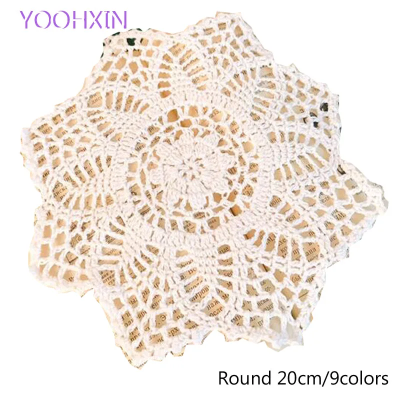 

Elegant Lace Handmade cotton placemat dish cup coaster tea mug kitchen table place mat cloth Crochet Christmas wedding doily pad