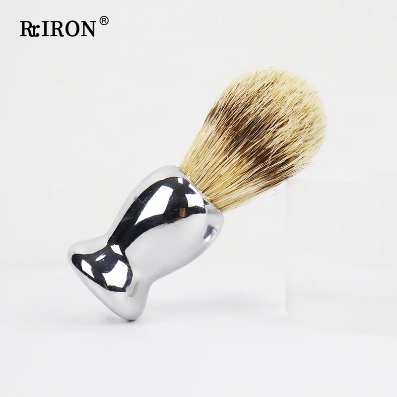 

RIRON High Quality Men's ​Stainless Metal Handle Hair Shaving Brush Facial Beard Cleaning Razor Brush For Shave Barber Tool