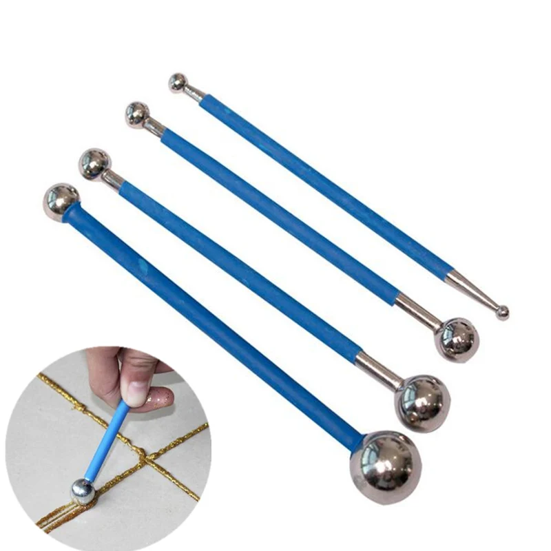 4pcs Double Steel Pressed Ball Tile Grout Tools Repairing Floor Pressure Stick Home wall Gap Scraping Construction Hand | Инструменты