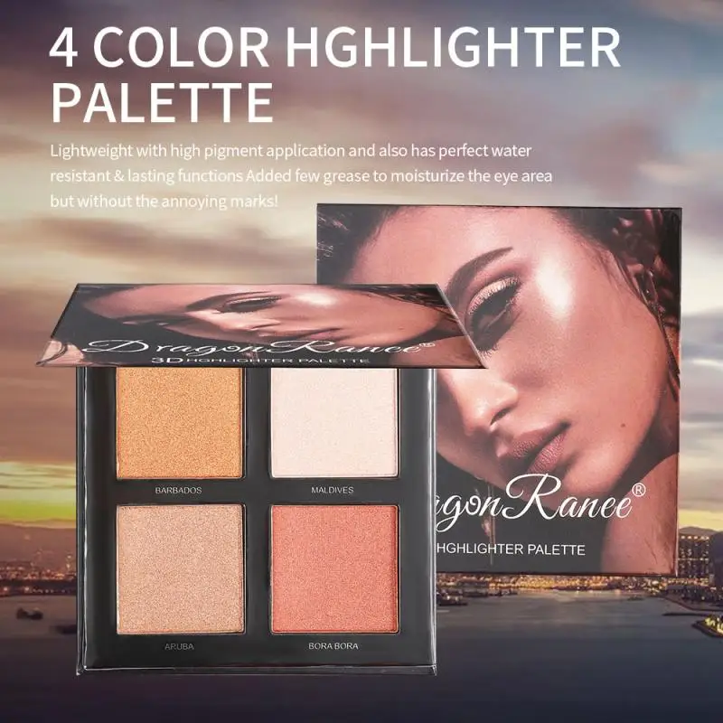 4 цвета яркие румяна блестящая жемчужная пудра тени для век профессиональная