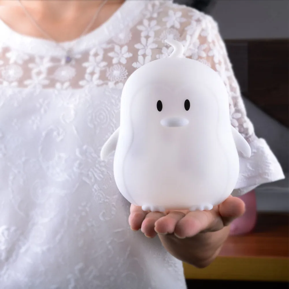 

Penguin LED Night Light Touch Sensor Remote Control RGB Dimmable Timer USB Rechargeable Silicone Lamp for Children Baby Gift
