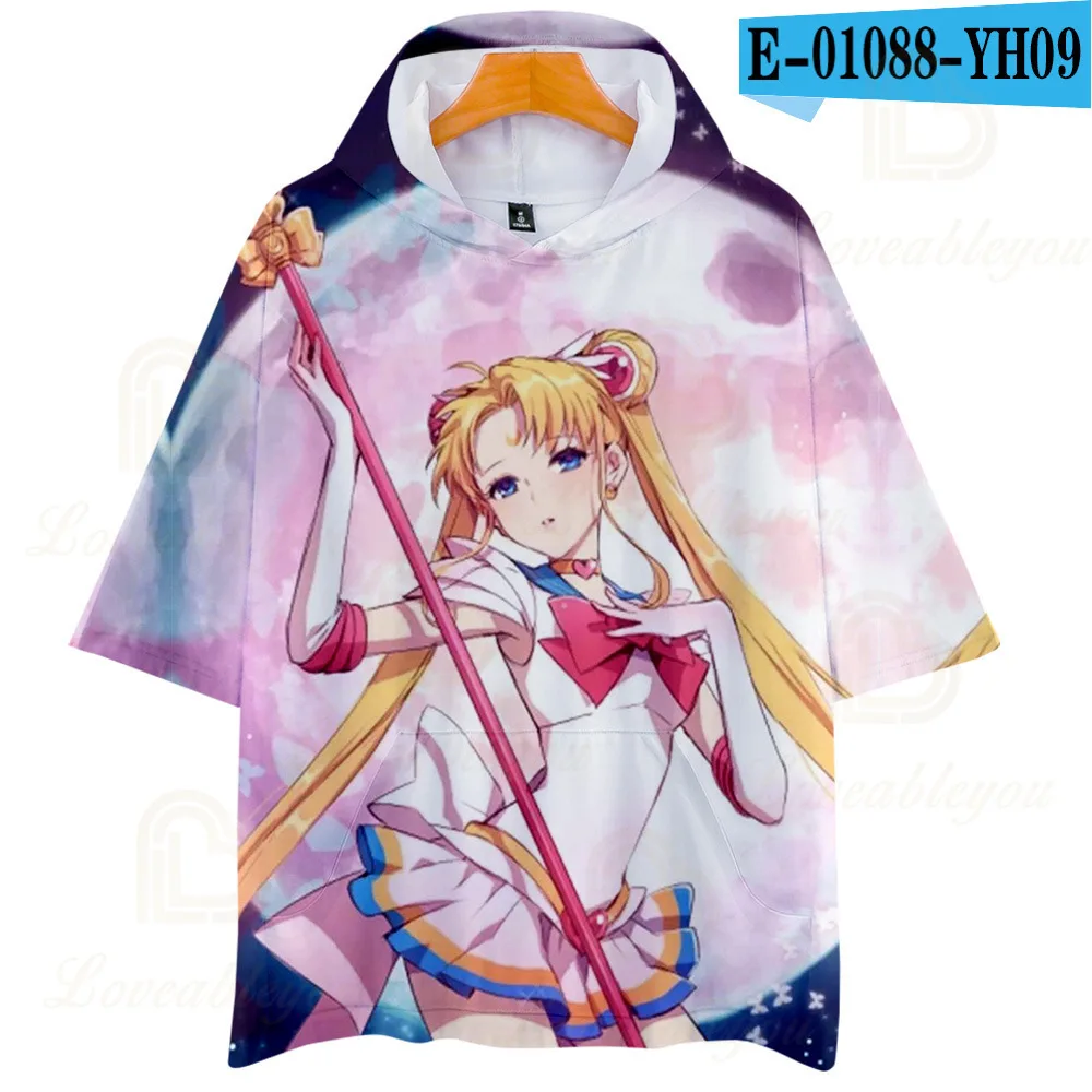 

Sailor Moon 3d Printed T Shirt Anime Funny Hoody Tees Homme Women Girl Casual Short Sleeve Hooded Short Shirt Cosplay Tops