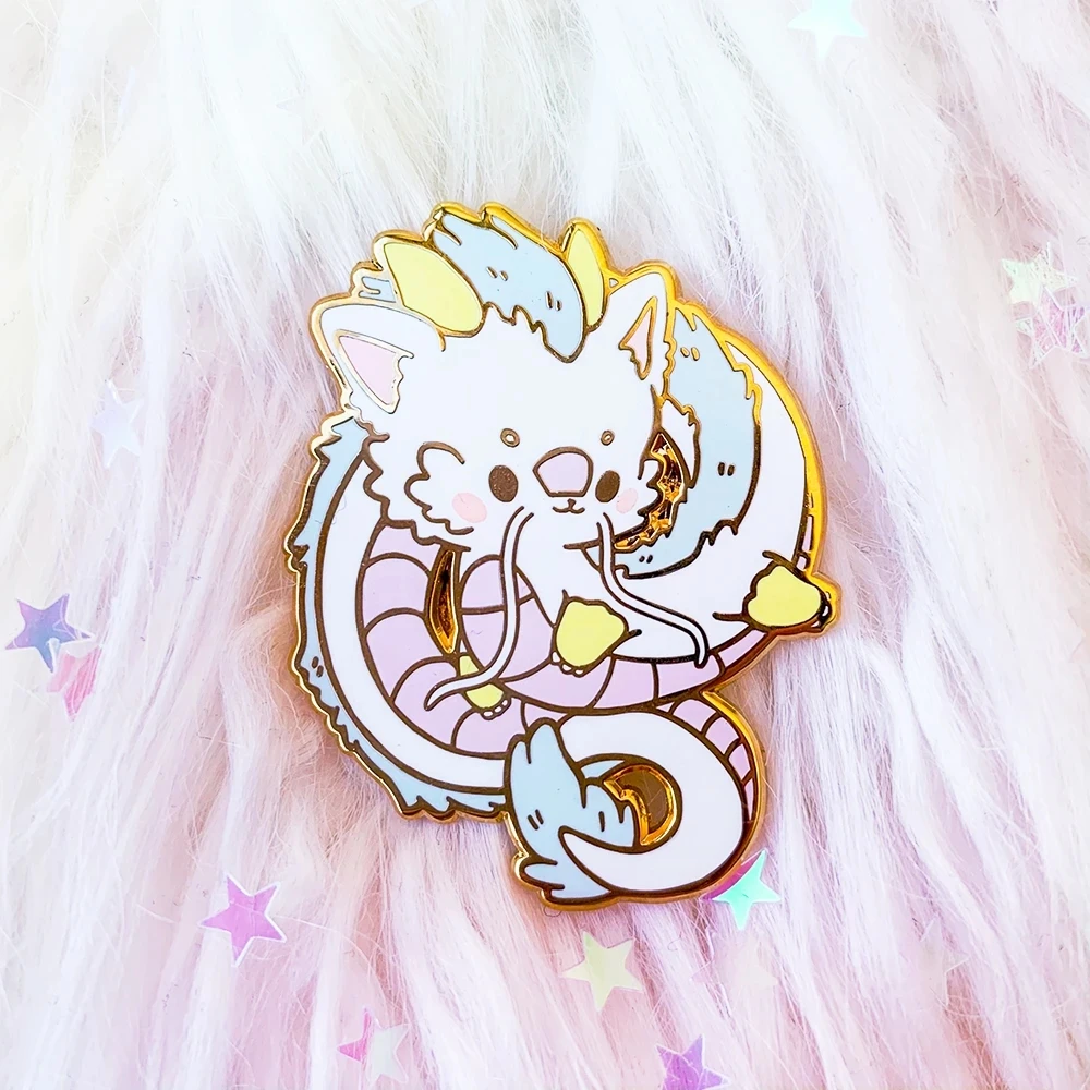 

Spirited Aways Haku Hard Enamel Pin Kawaii Little White Dragon Lapel Pin Fashion Cartoon Animal Brooch Miyazaki Hayaos Fans Gift