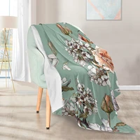 luxury floral printed double sided fleece blanket warm comfortable skin friendly soft blanket sofa recliner bed plush thin quilt