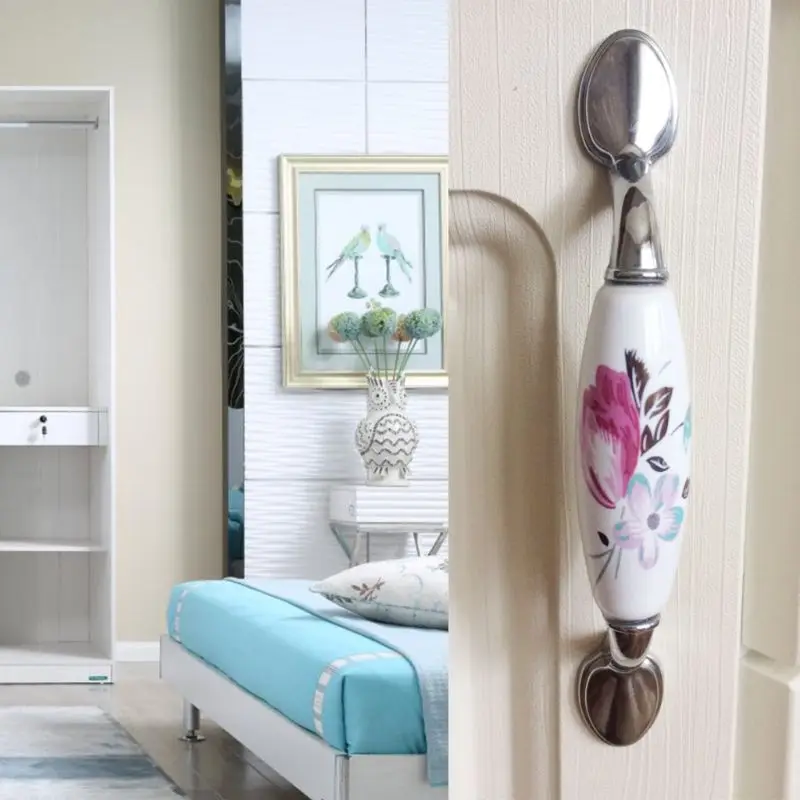 Европейские пасторальные керамические минималистичные ручки с принтом тюльпана