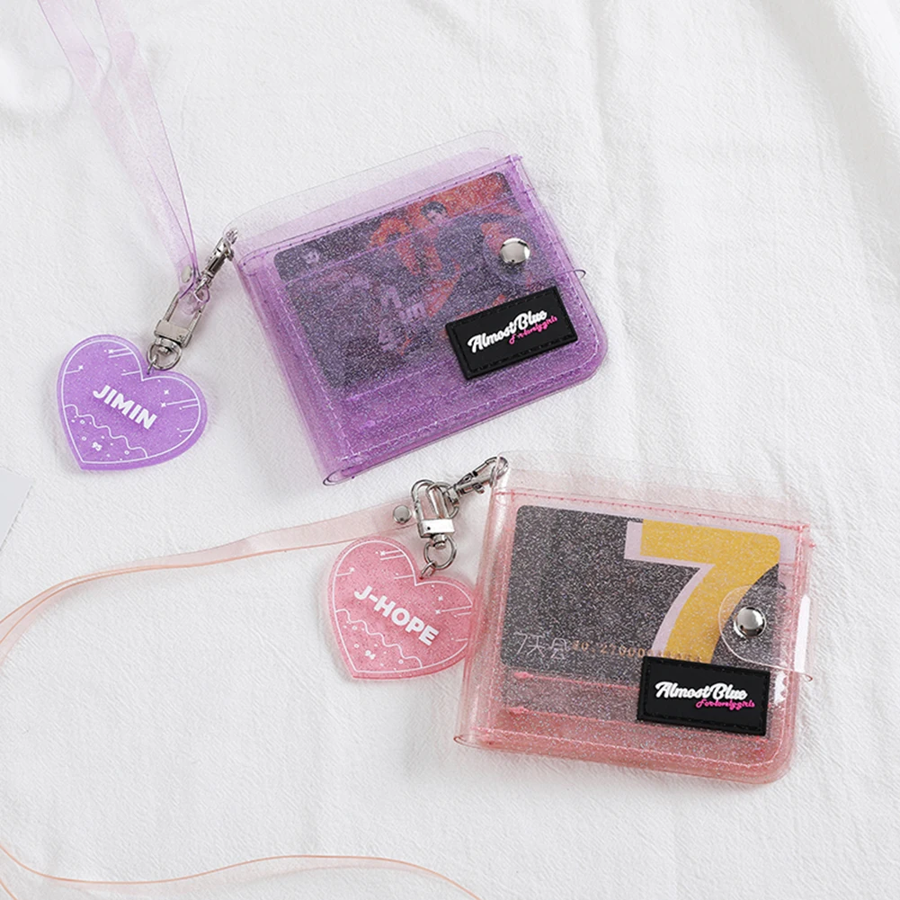 

Laser PVC Card Transparent Coin Purse Women Wallet Clear Short Purse Mini Money Wallet Card Holder Bolsas Female Zipper Wallets
