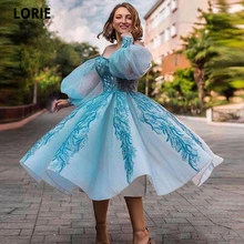 LORIE – robe de soirée courte, épaules dénudées, perles appliquées, manches longues, robe de bal, sur mesure, longueur thé, robes de soirée  (4)
