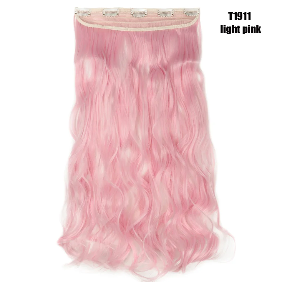 light pink S-noilite 2" волосы синтетические на зажимах в одной части длинные волнистые вьющиеся женские волосы 5 заколки для волос расширение розовый красный белый серый - Цвет: light pink