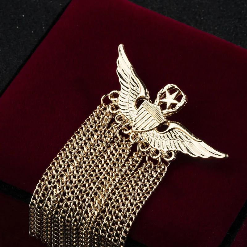 Корейский стиль Новинка сплав звезда крыло брошь кисточка цепь лацкан булавка