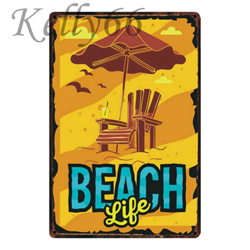 

[ Kelly66 ] Hello Summer BEACH Life Metal Sign Tin Poster Home Decor Bar Wall Art Painting 20*30 CM Size y-1903