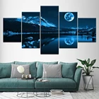 5 шт. абстрактный синий лунный Ночной пейзаж настенное искусство на холсте HD плакаты картины Домашний Декор Аксессуары для украшения гостиной