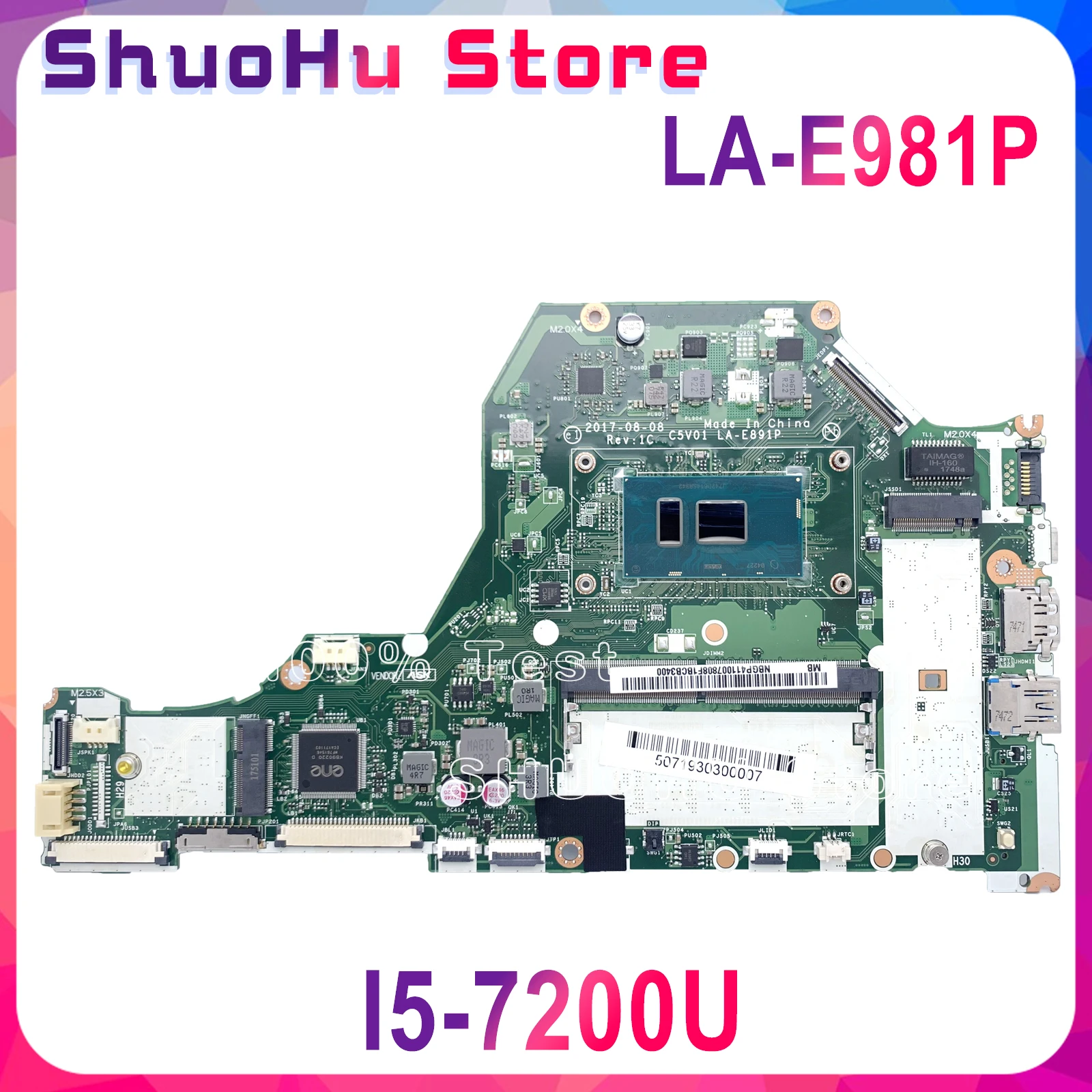 

A515-51 Maintherboard Mor Acer Aspire A615-51G A515-51G A315-51G A517-51G Laptop Motherboard C5V01 LA-E891P I5-7200U 100% Tested