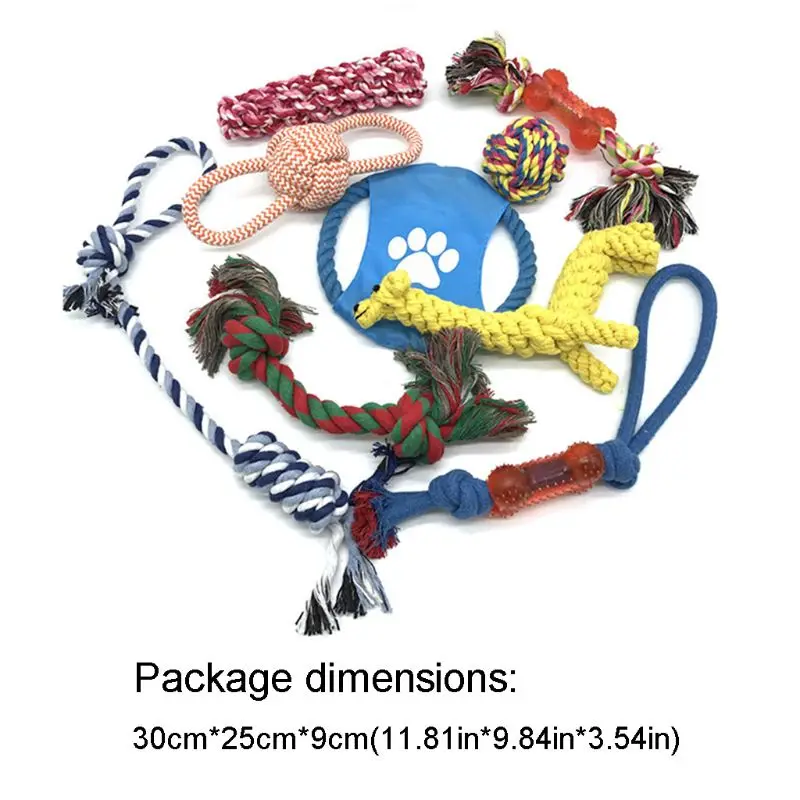 

10 Pcs Clean Teeth Dog Pet Chew Rope Toys Set Washable Durable Cotton Puppy