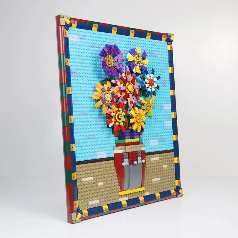 

1282 PCS Creativity Toys Sunflower Painting Album Building Blocks Art Flower Block Model for Kids Children Gift