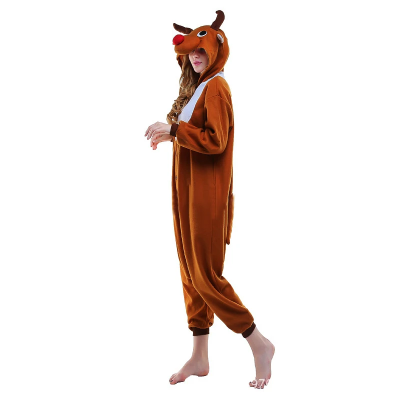 HKSNG взрослые кигуруми Рождественский костюм оленя флисовые Мультяшные пижамы
