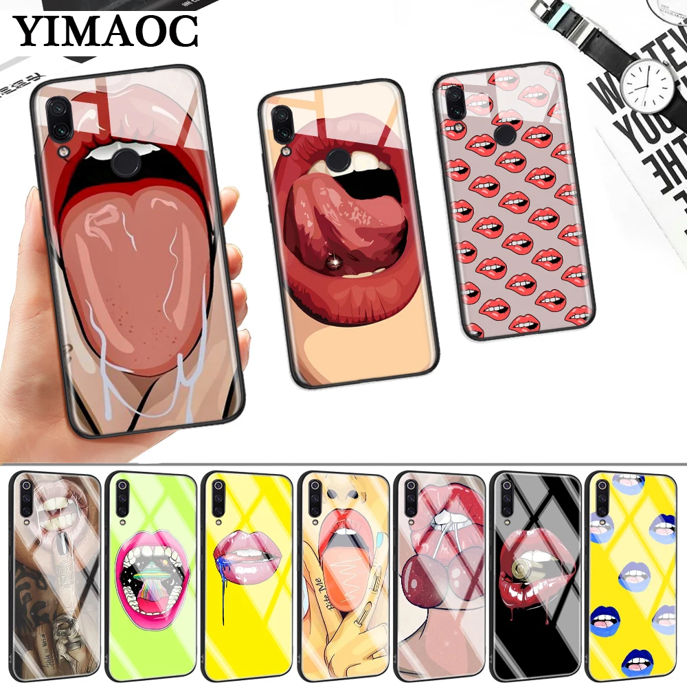 Платье для девочек с принтом Красной чехол поцелуем губ Стекло Xiaomi 8 Lite 9 A1 A2 5X 6X F1
