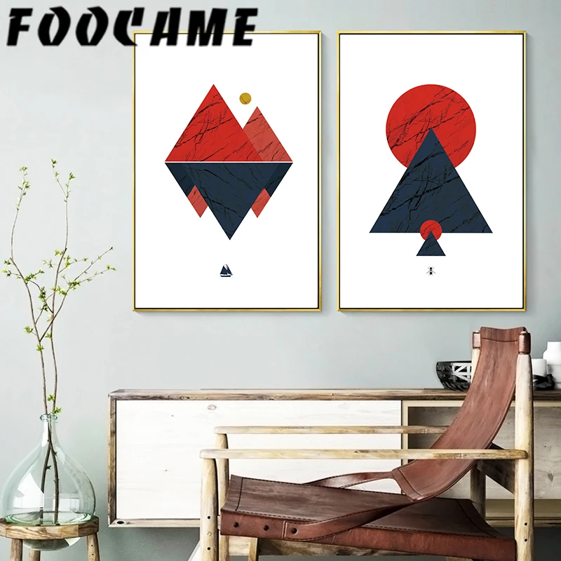 Абстрактная Геометрия Мраморное Дерево Слон стены скандинавские постеры