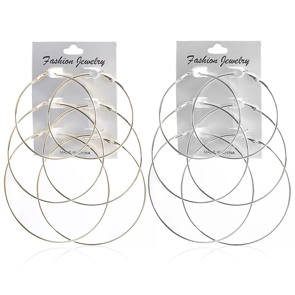 

3 Pairs/set Oversized Huge Hoop Earrings for Women Exaggerated Sexy Smooth Big Circle Earing Creole Aros Mujer Oreja Party Gift