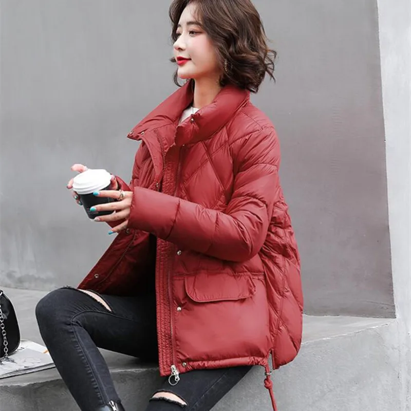 동문 문 Новинка 2021 Зимняя женская куртка большого размера элегантная однотонная