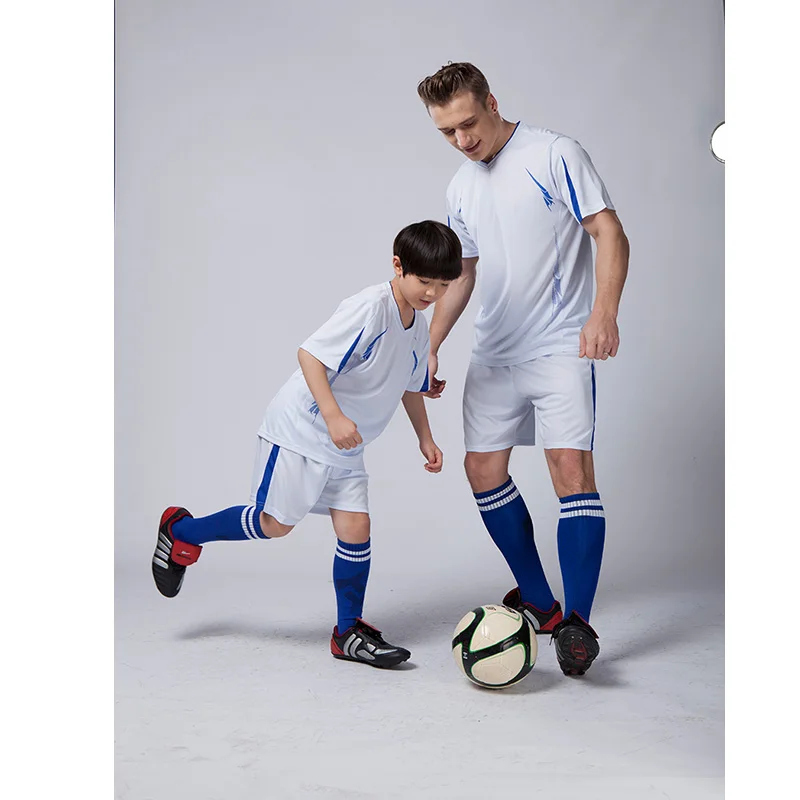 Kids Football Uniforms Kits Sports Soccer Jerseys+Pants Suit Short Sleeve Blank Training Suit Set for Children Boys