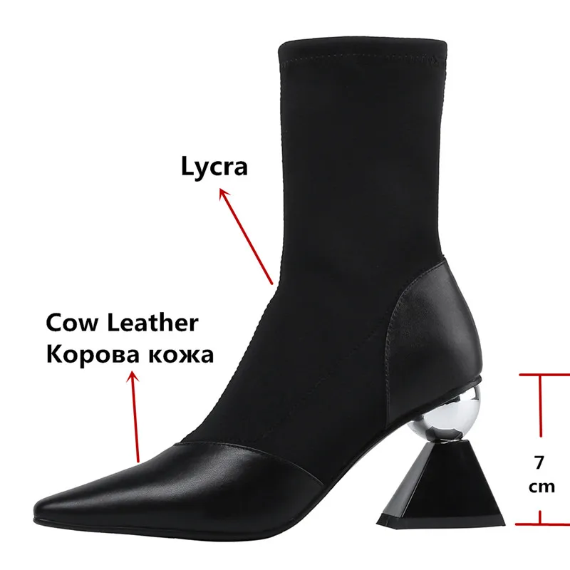 FEDONAS/пикантные женские ботильоны на необычном каблуке; новейшие Лоскутные ботинки «Челси»; обувь для танцев на выпускной; женские брендовые Стрейчевые носки; ботинки
